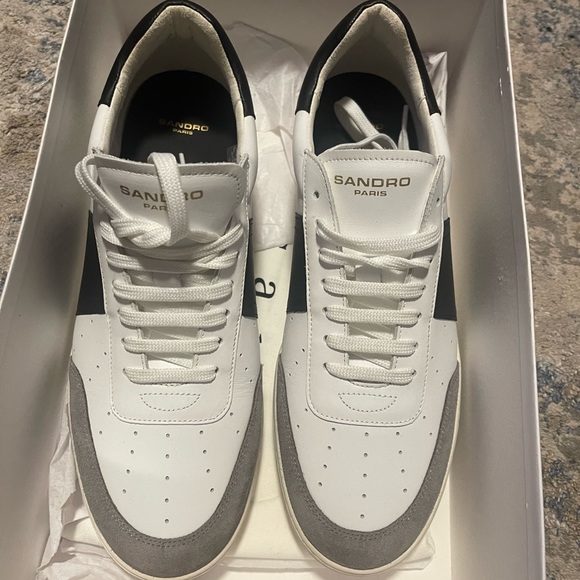 Sandro Two-Tone Leather Sneakers - Picture 8 of 9